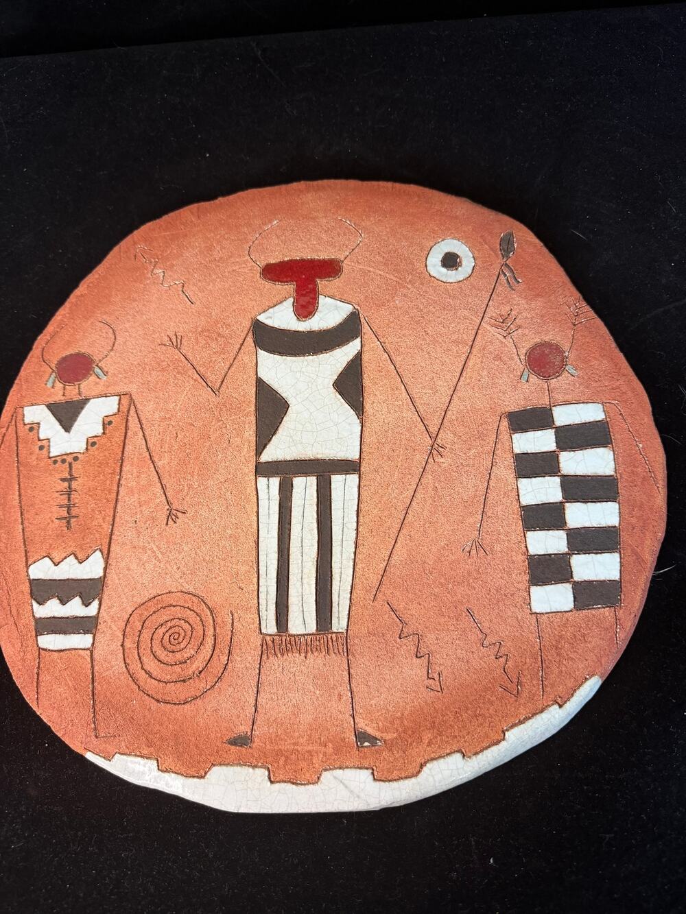 Vintage Southwestern Studio Pottery Wall Plaque Pueblo Figures 12"